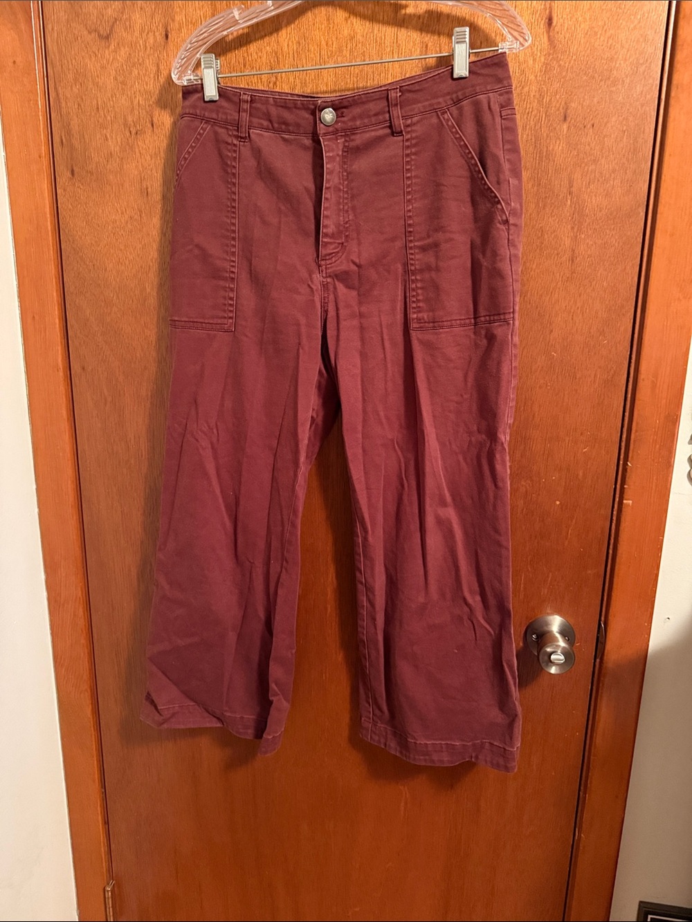 Wide Leg Utility Pants - Wine